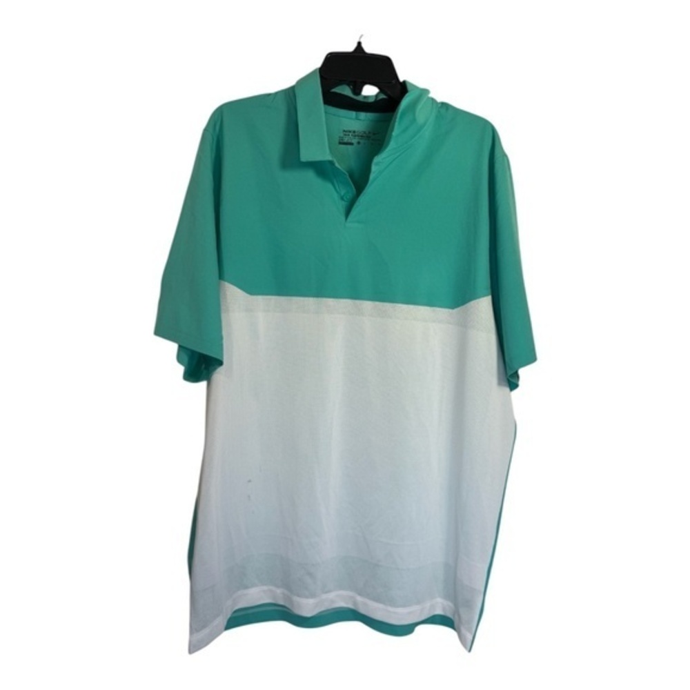 Nike Golf Polo Shirt Mens Size XL Green White Dri-Fit Tour Performace Credit Val